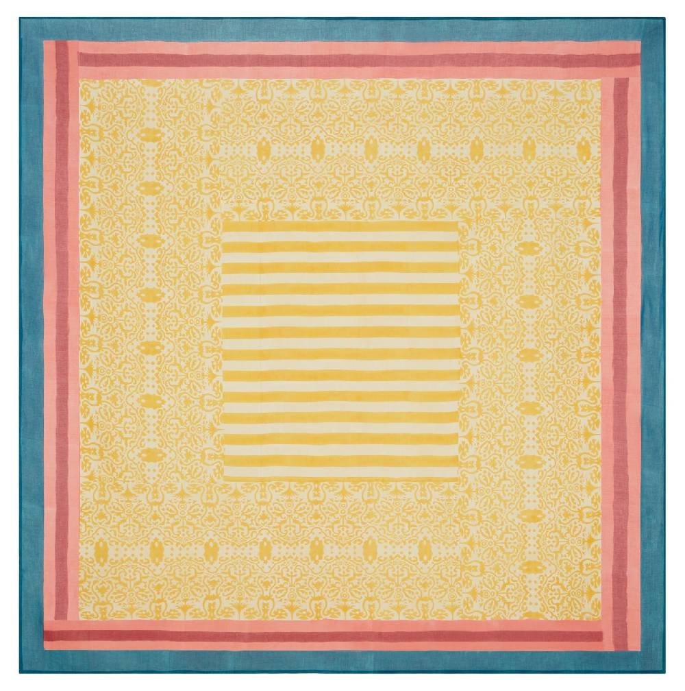 Lisa Corti telo mussola di cotone 220x220cm damask design gold