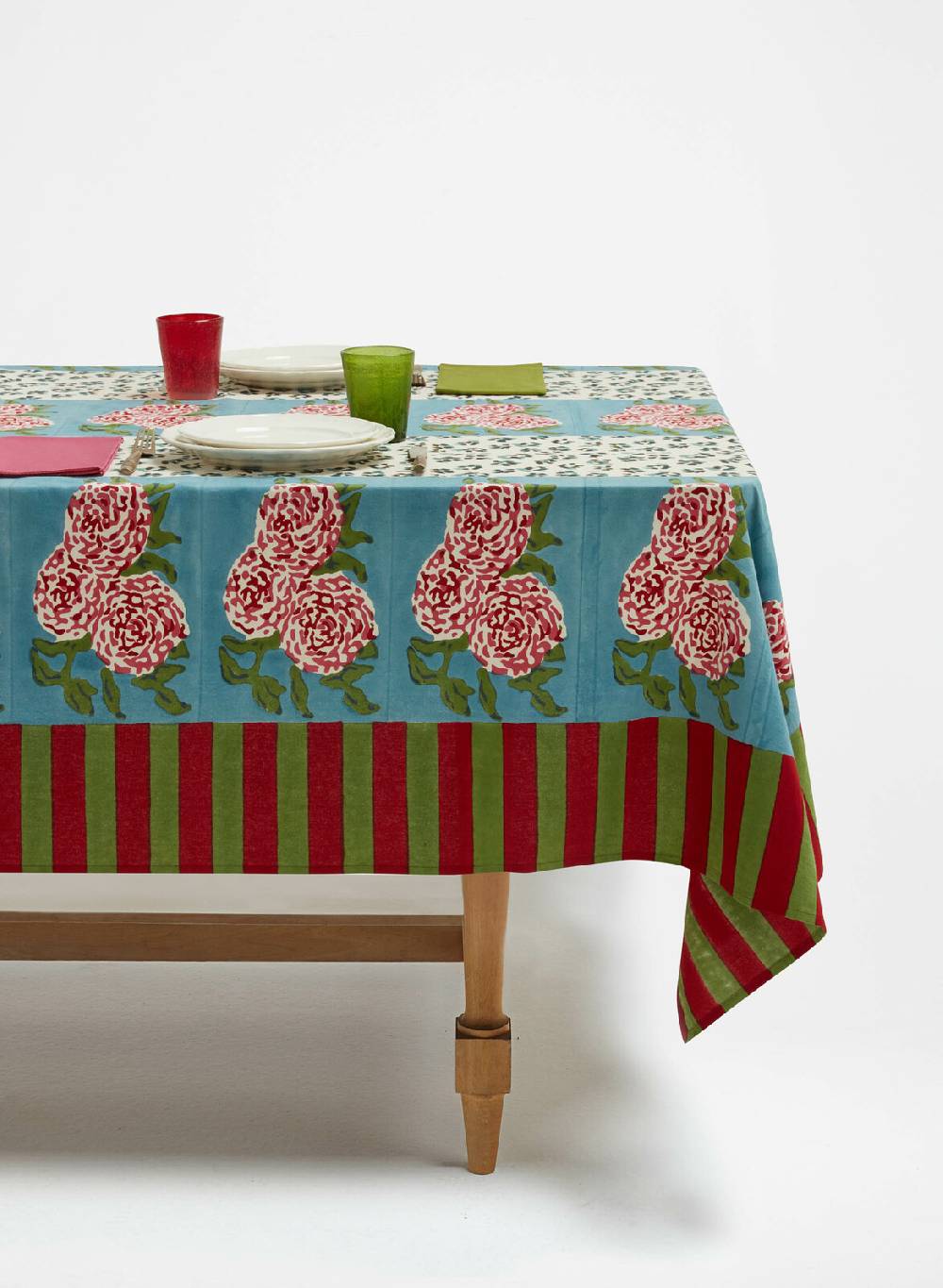 Lisa Corti Telo Mussola Di Cotone 220x220cm Leopard Stripes Sky