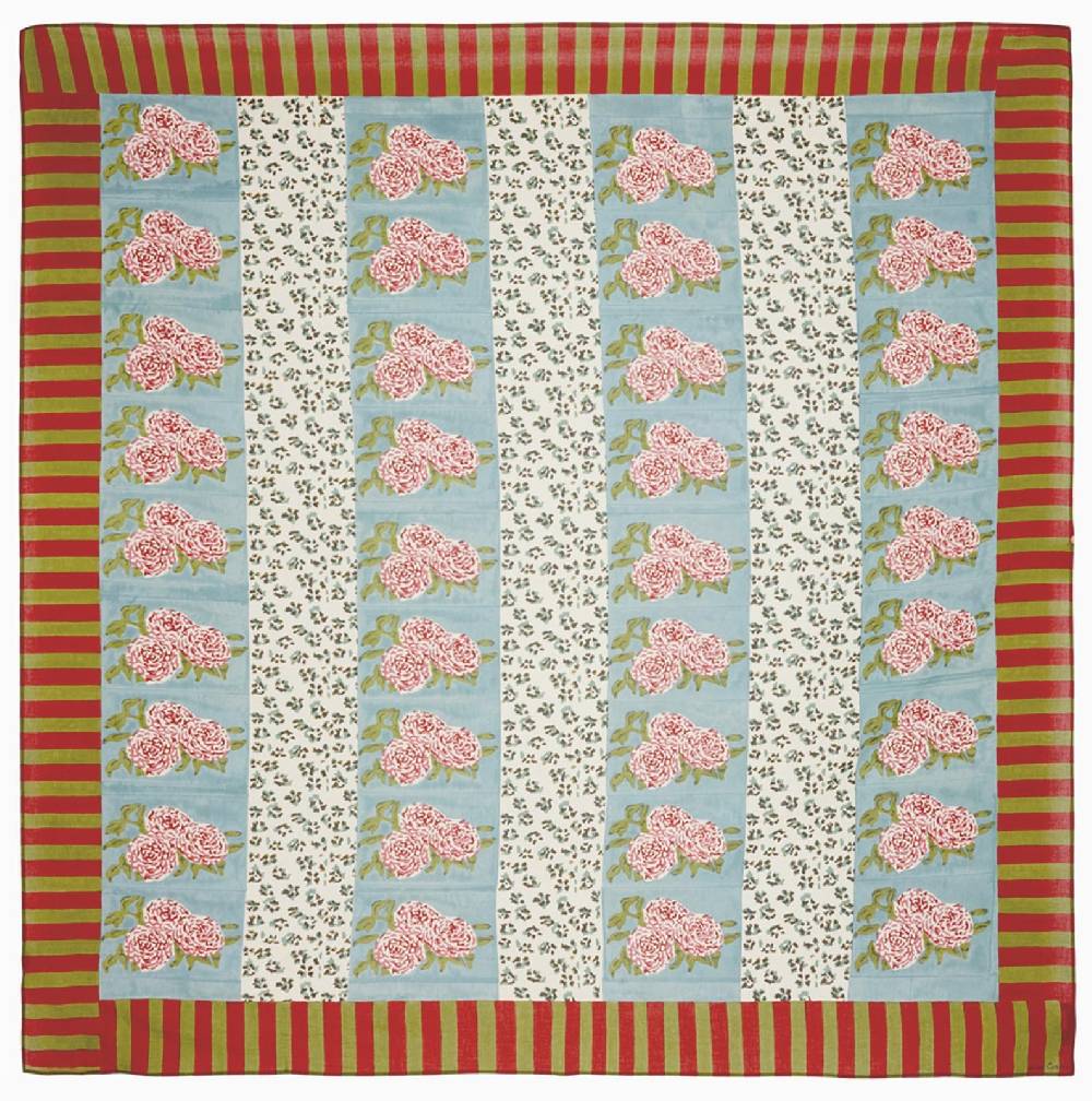 Lisa Corti telo mussola di cotone 220x220cm leopard stripes sky