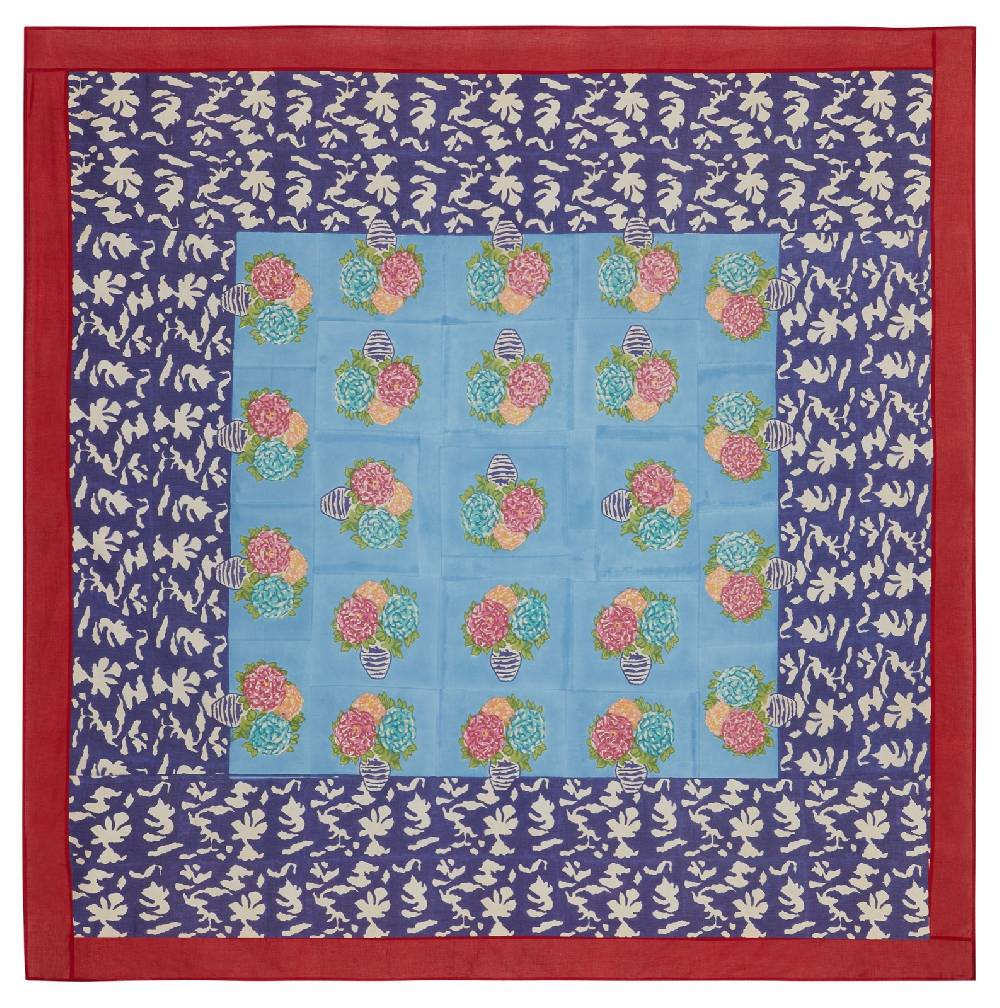 Lisa Corti telo mussola di cotone 220x220cm lisa corti x la minervetta blue pot sky