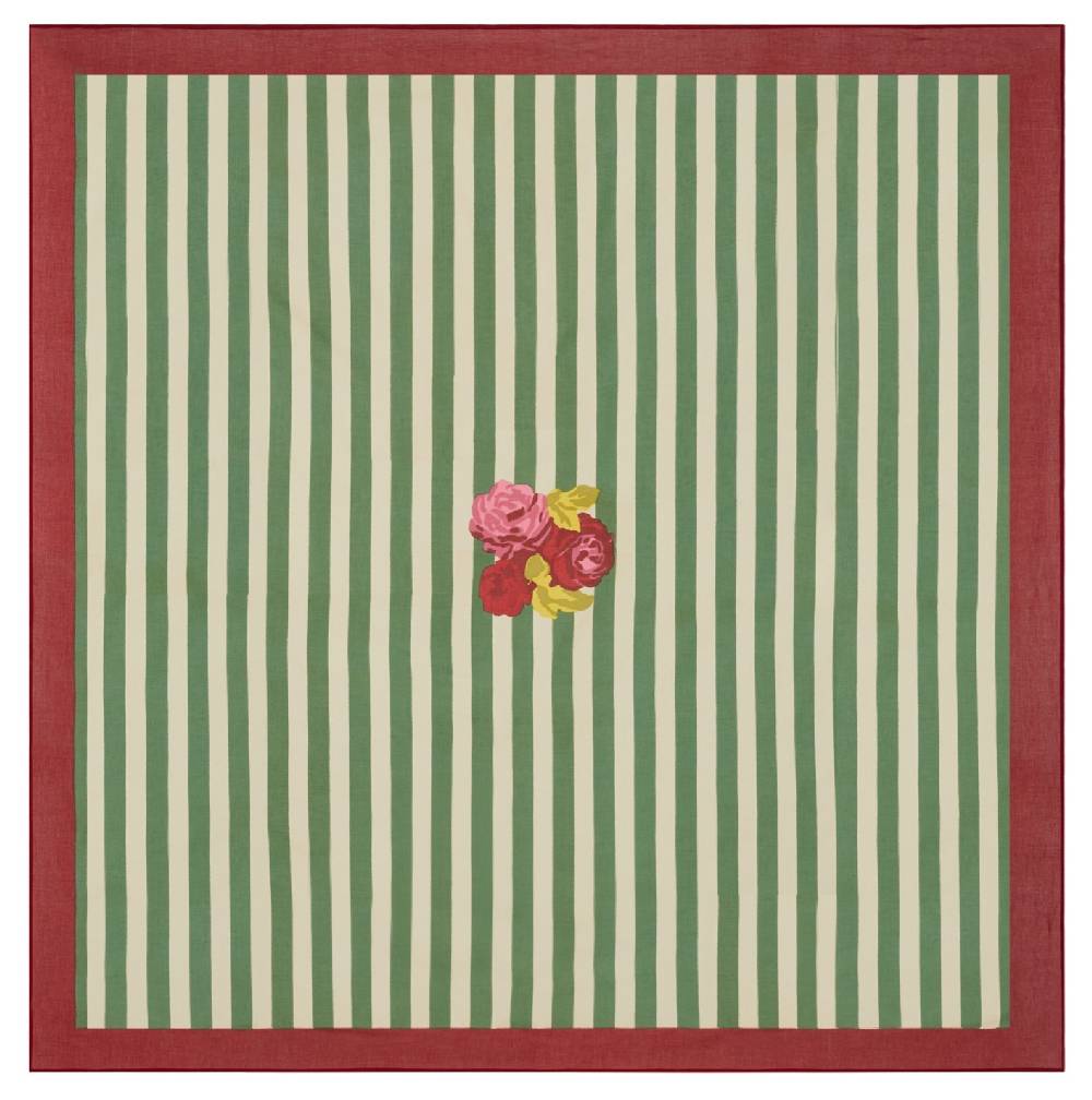 Lisa Corti telo mussola di cotone 220x220cm nizam stripes green natural