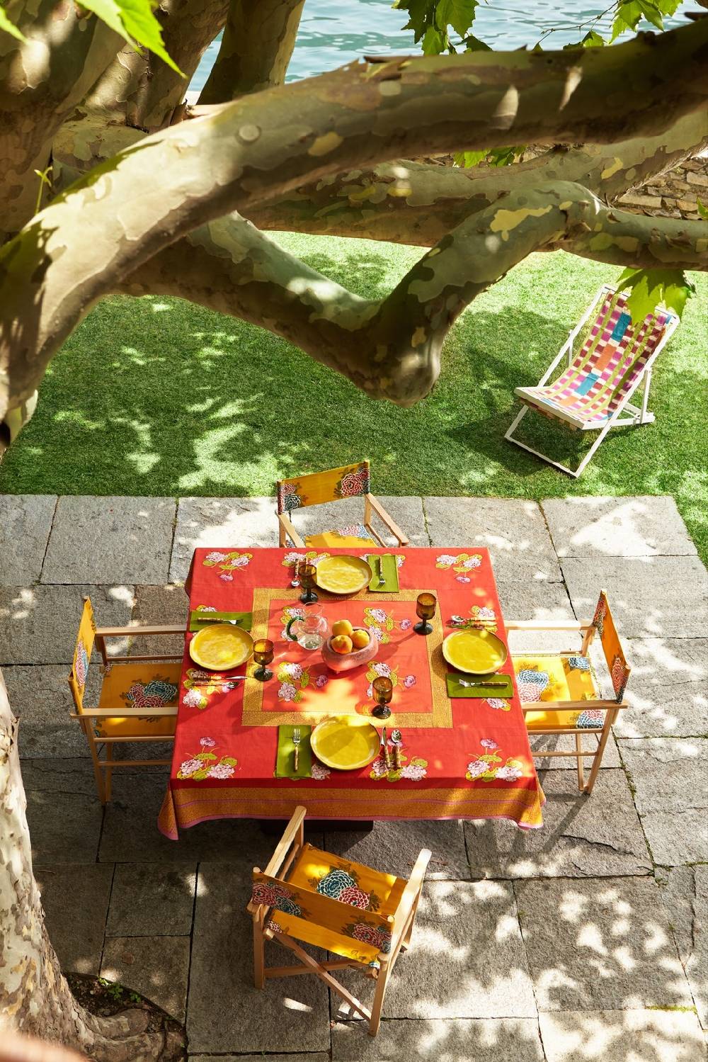 Lisa Corti Telo Mussola Di Cotone 220x220cm Tea Flower Red Orange