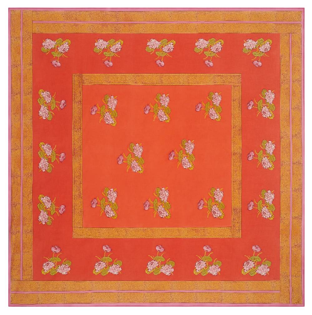 Lisa Corti telo mussola di cotone 220x220cm tea flower red orange