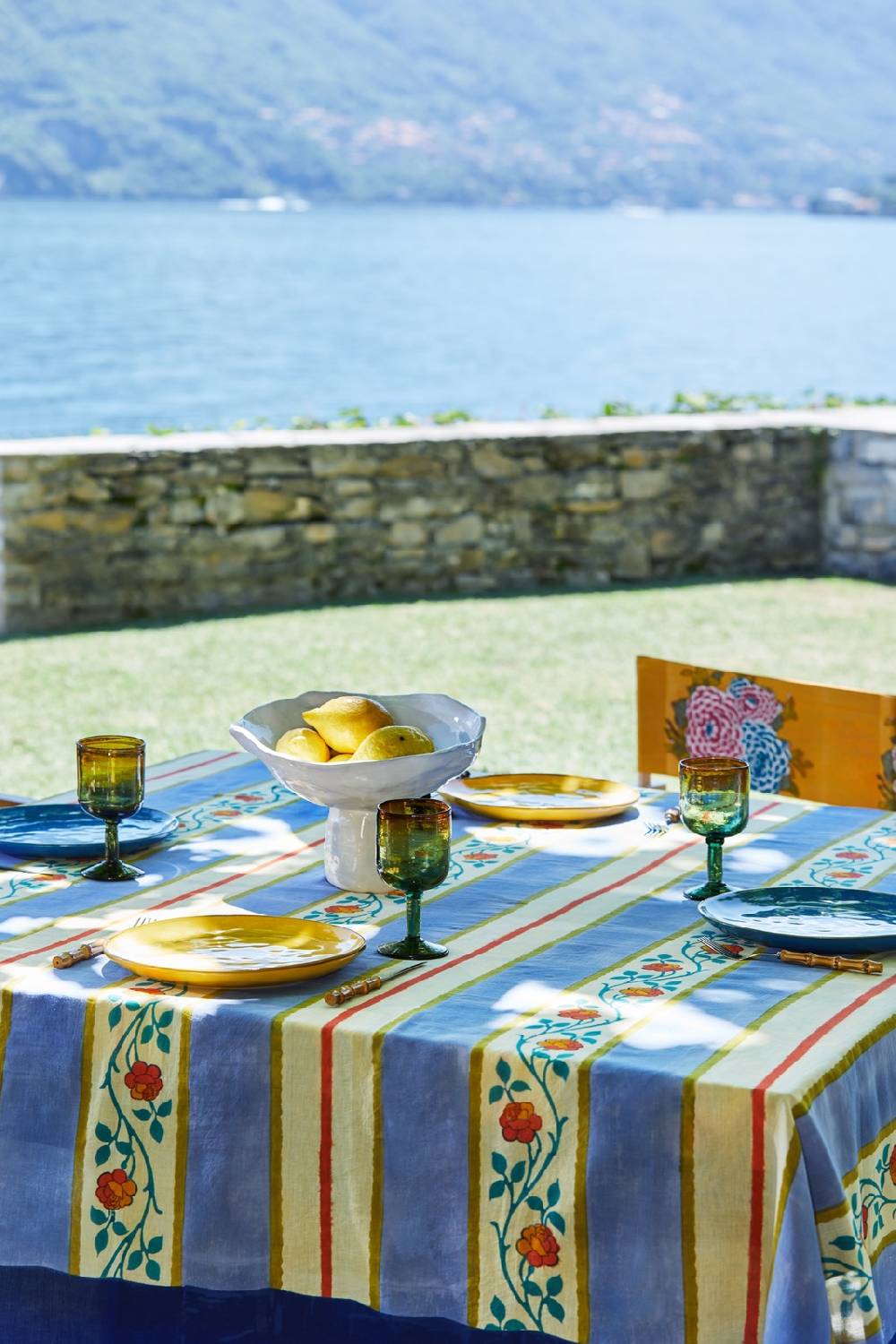 Lisa Corti Telo Mussola Di Cotone 220x220cm Varanasi Stripes Pervinch