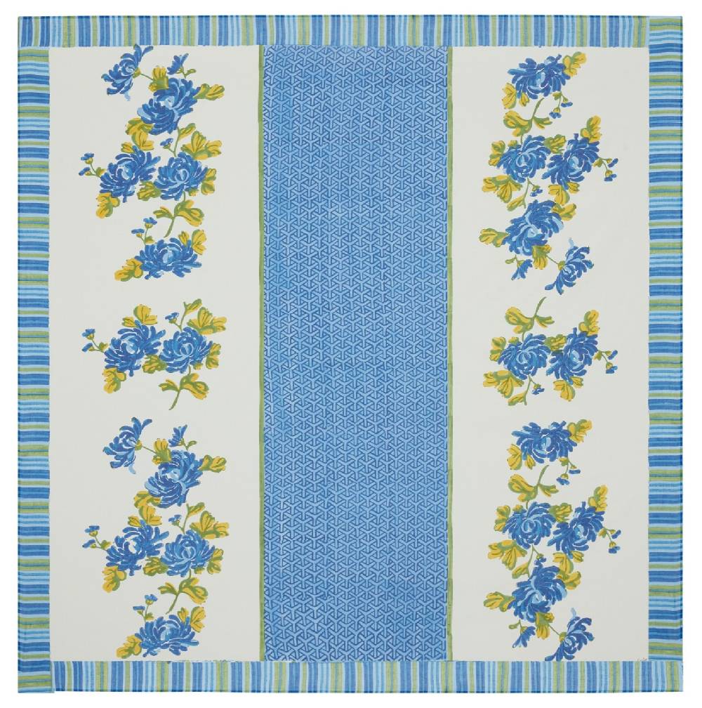 Lisa Corti telo mussola di cotone 220x220cm vienna blue cream