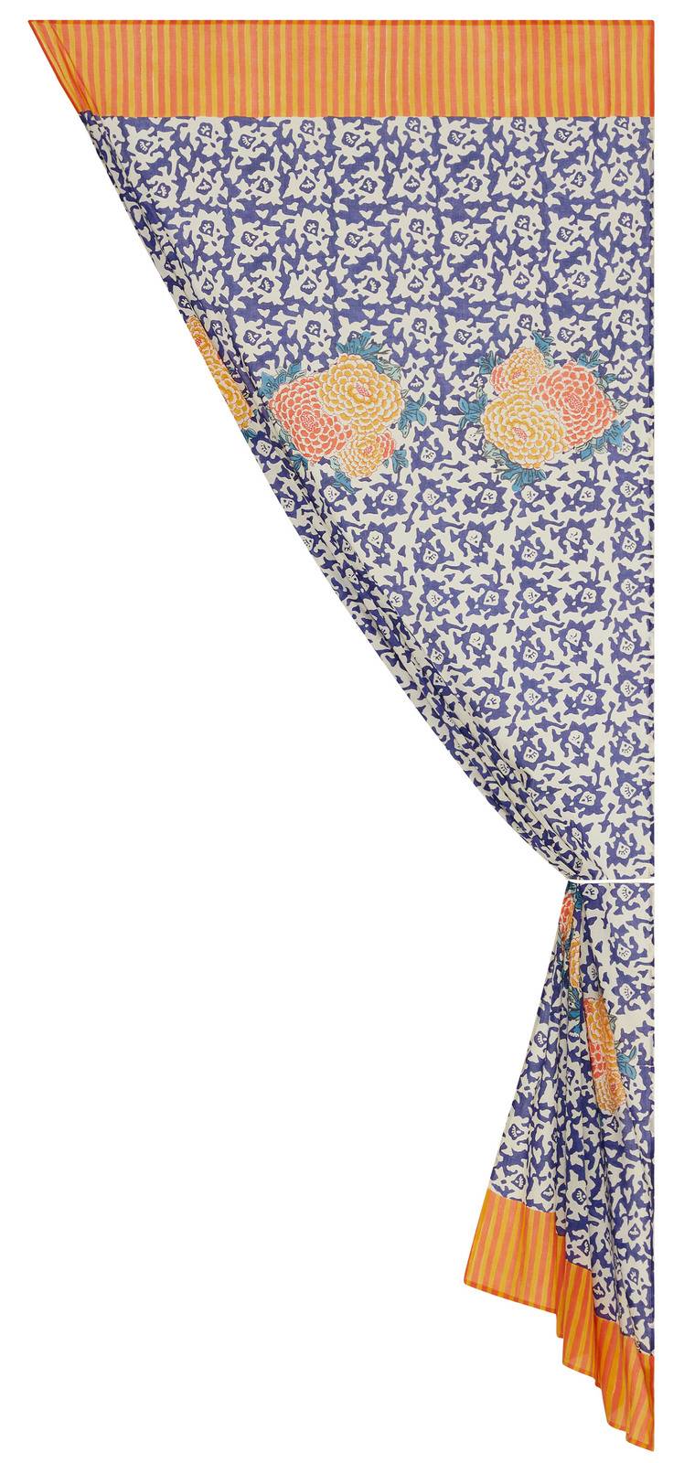 Lisa Corti tenda mussola di cotone 110x240cm arabesque corolla blue natural