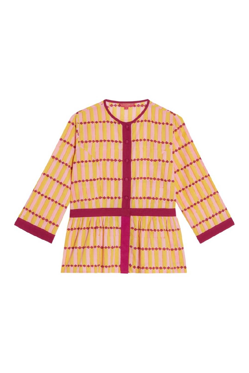 Lisa Corti Top Rainbow Diamond Stripes Light Yellow