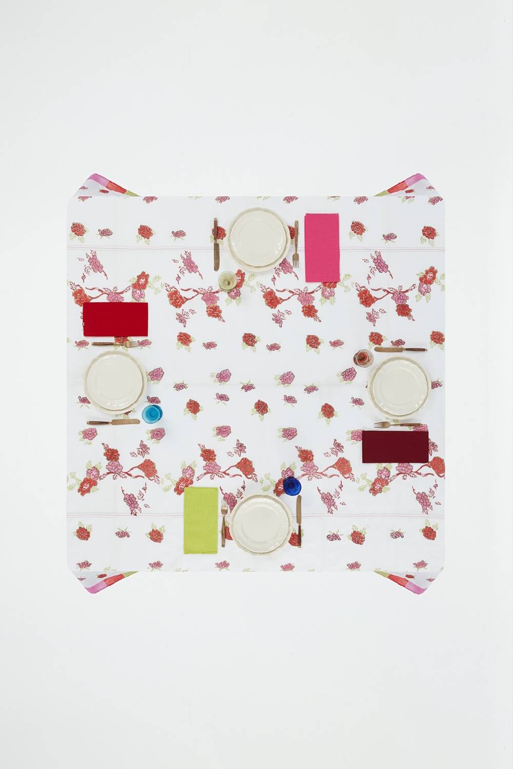 Lisa Corti Tovaglia Organdy 220x220cm Indigo White Gold