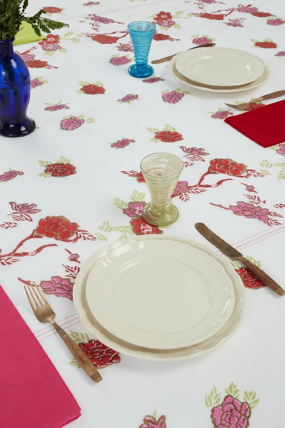 Lisa Corti Tovaglia Organdy 220x220cm Indigo White Gold