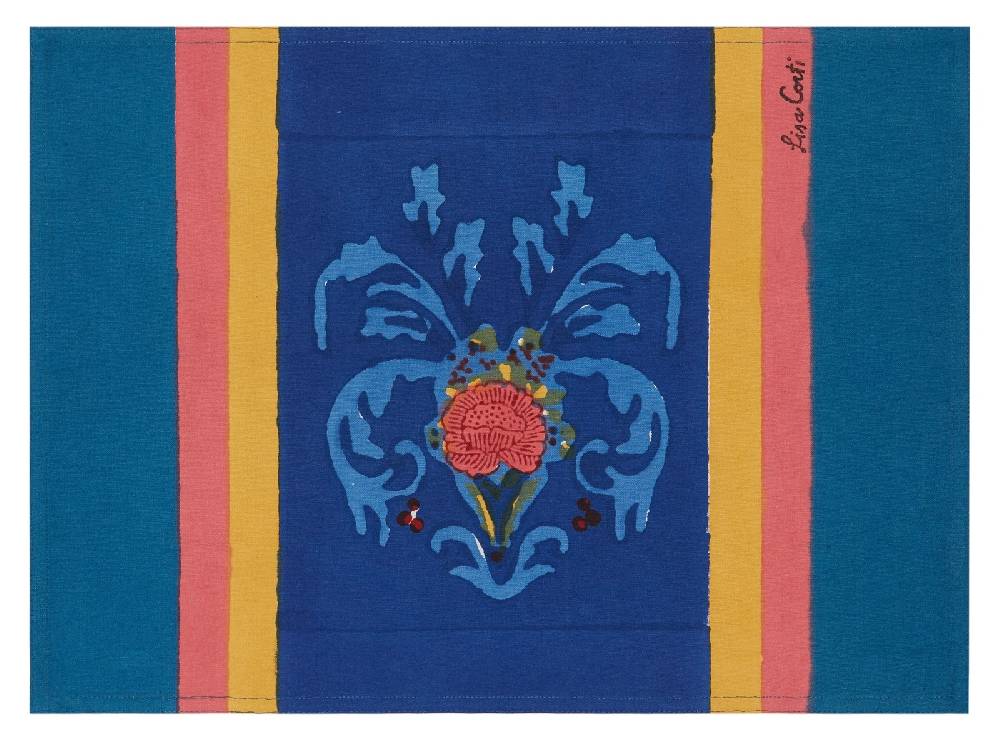 Lisa Corti tovaglietta cotone 35x48cm brocade royal blue