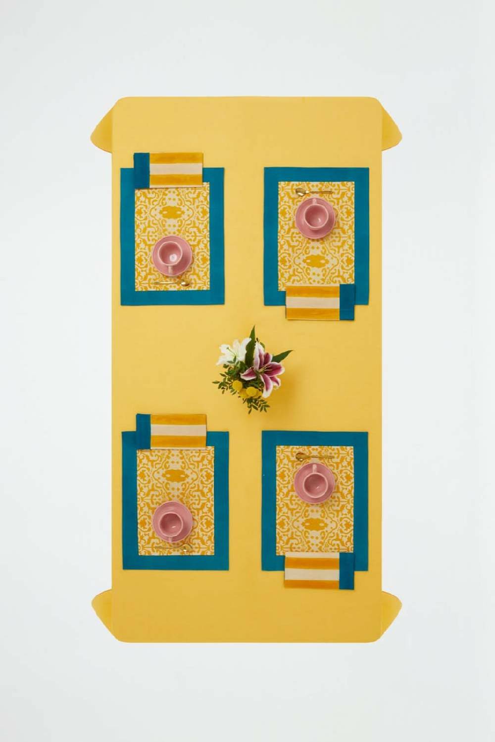 Lisa Corti Tovaglietta Cotone 35x48cm Damask Design Gold