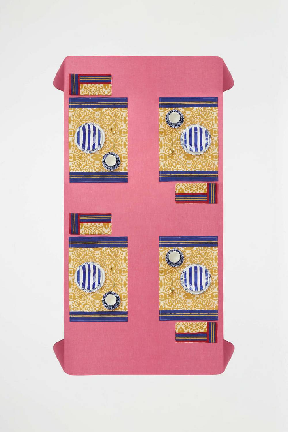 Lisa Corti Tovaglietta Cotone 35x48cm Damask Stripes Chutney