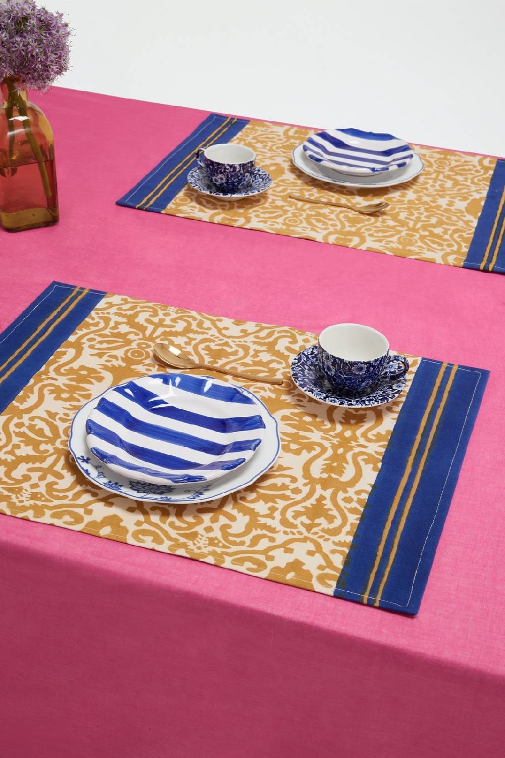 Lisa Corti Tovaglietta Cotone 35x48cm Damask Stripes Chutney