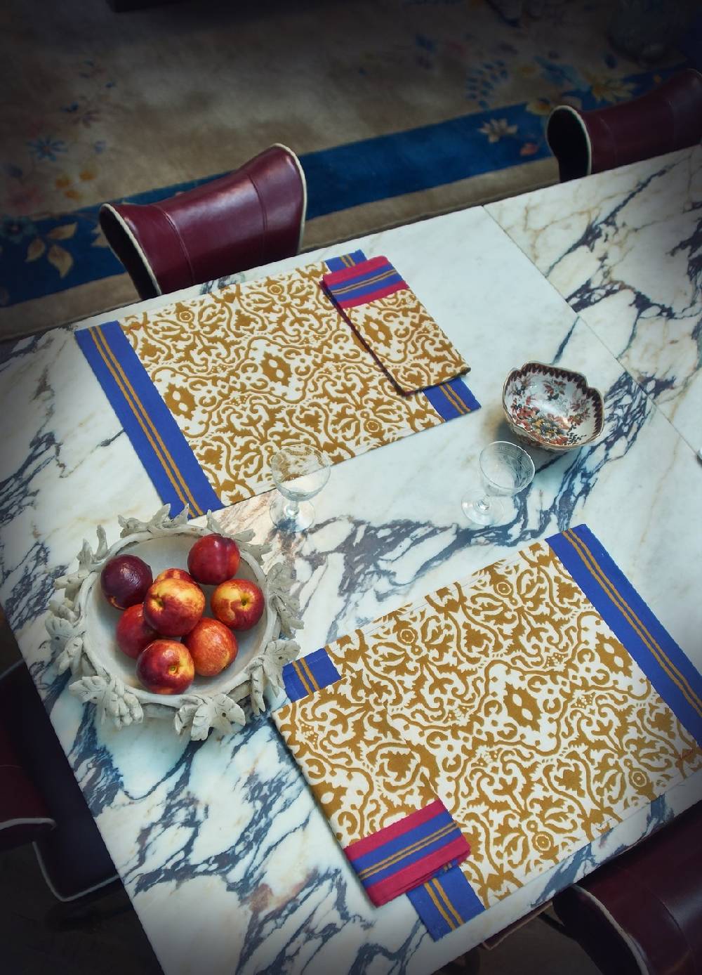 Lisa Corti Tovaglietta Cotone 35x48cm Damask Stripes Chutney