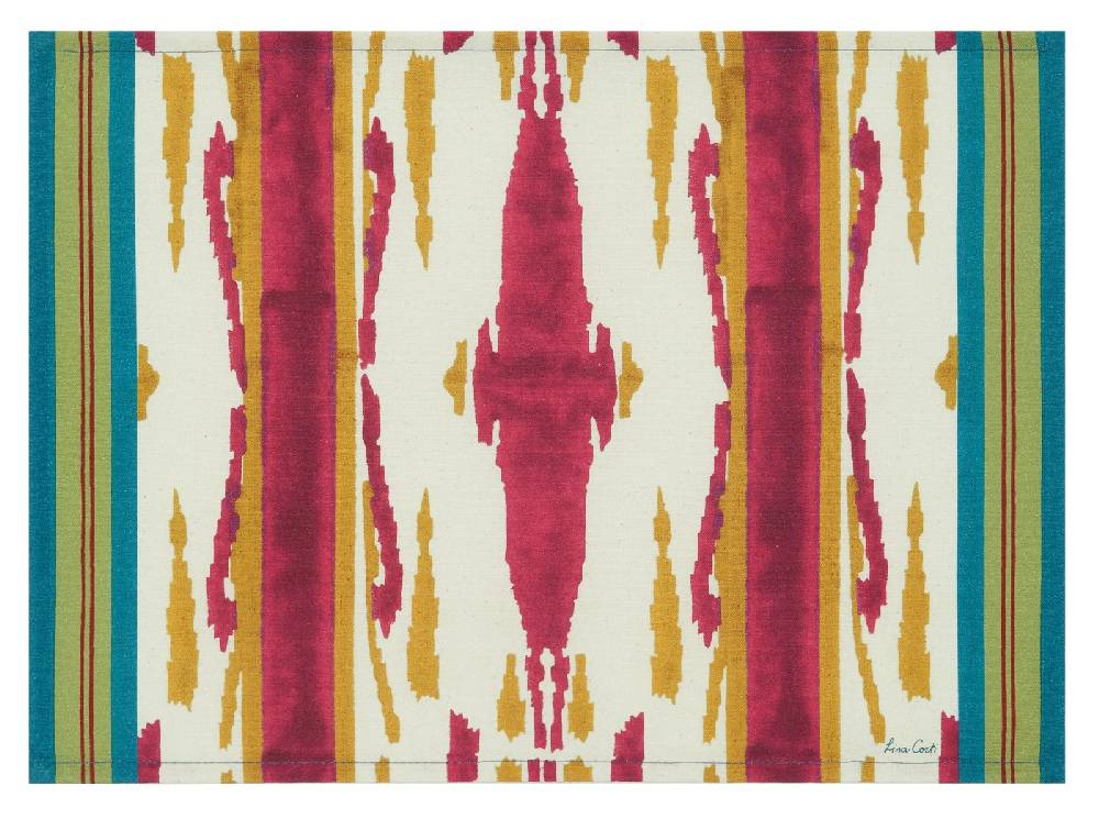 Lisa Corti tovaglietta cotone 35x48cm flame aubergine gold