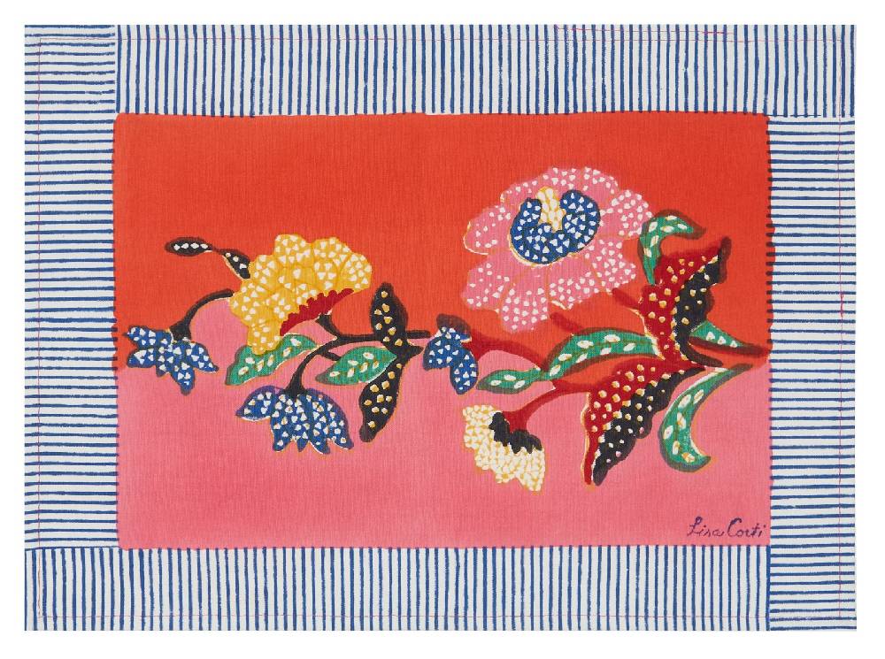 Lisa Corti tovaglietta cotone 35x48cm indonesian red rose