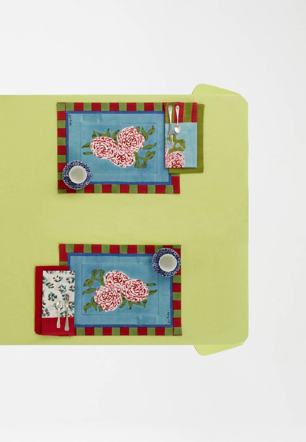 Lisa Corti Tovaglietta Cotone 35x48cm Leopard Stripes Sky