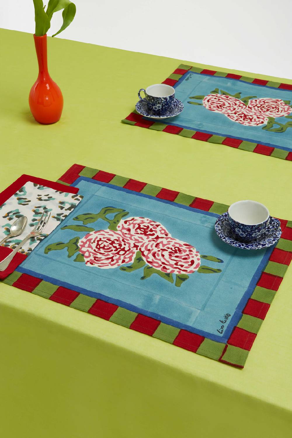 Lisa Corti Tovaglietta Cotone 35x48cm Leopard Stripes Sky