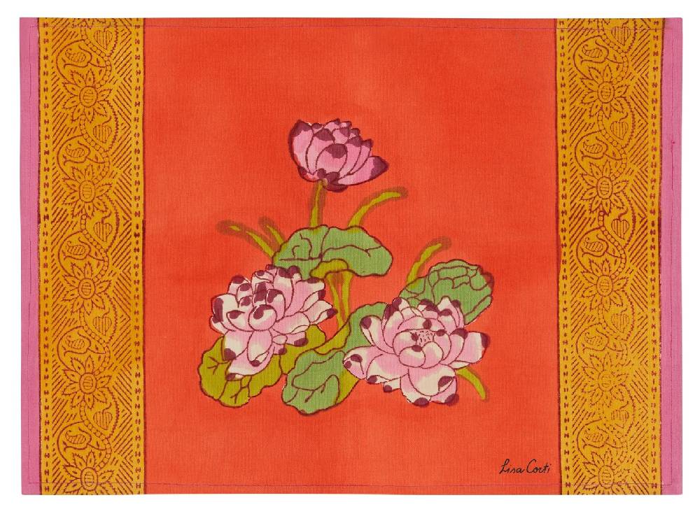 Lisa Corti tovaglietta cotone 35x48cm tea flower orange