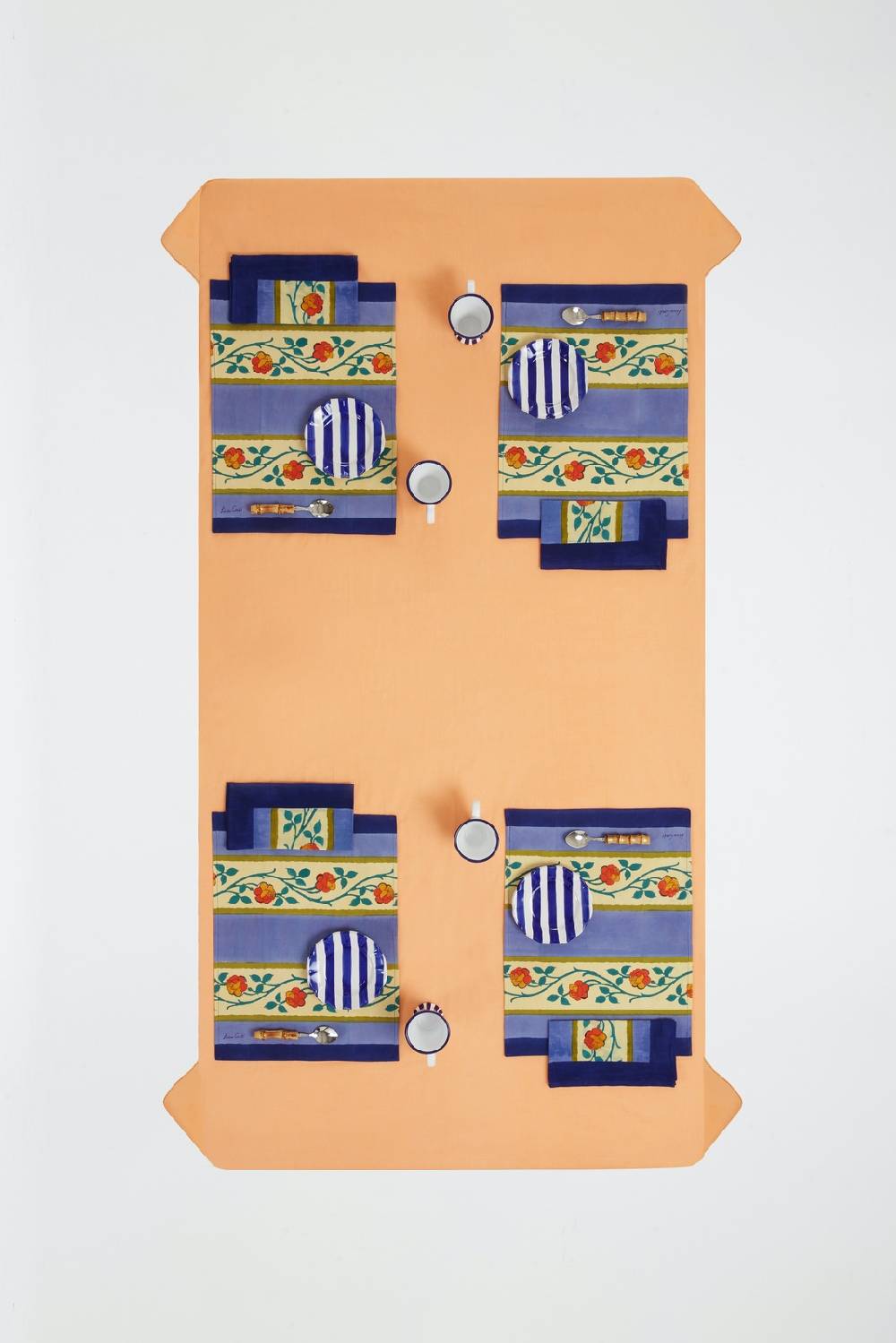 Lisa Corti Tovaglietta Cotone 35x48cm Varanasi Stripes Pervinch