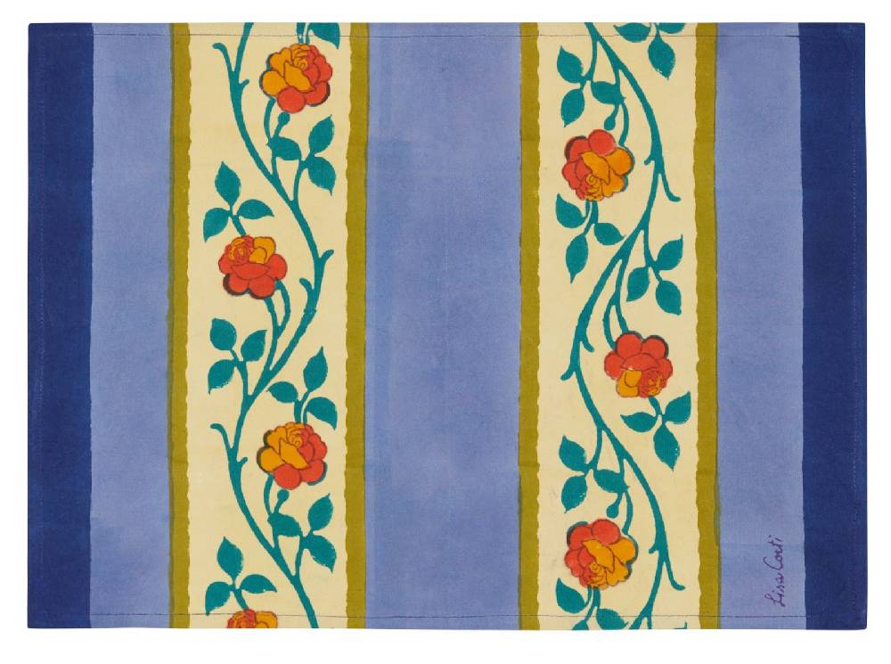 Lisa Corti Tovaglietta Cotone 35x48cm Varanasi Stripes Pervinch