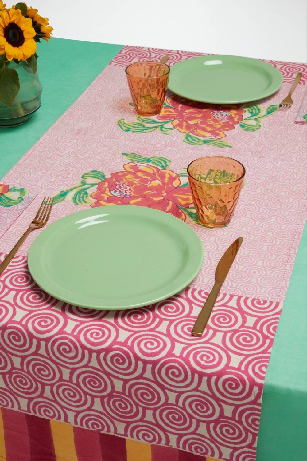 Lisa Corti Tovaglietta Doppia Cotone 50x150cm Camelia Magenta Pink