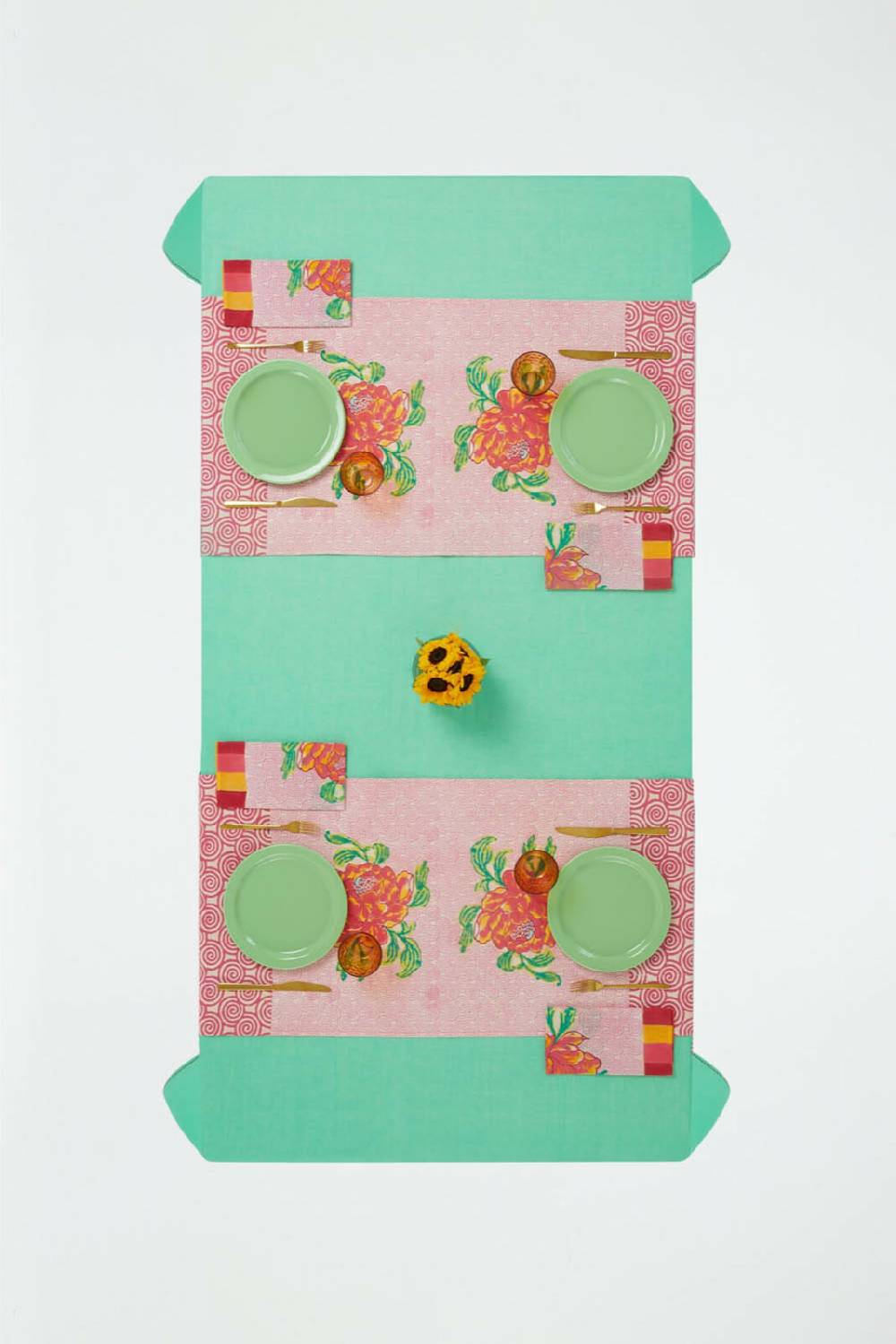 Lisa Corti Tovaglietta Doppia Cotone 50x150cm Camelia Magenta Pink