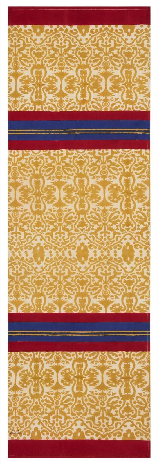Lisa Corti tovaglietta doppia cotone 50x150cm damask stripes chutney