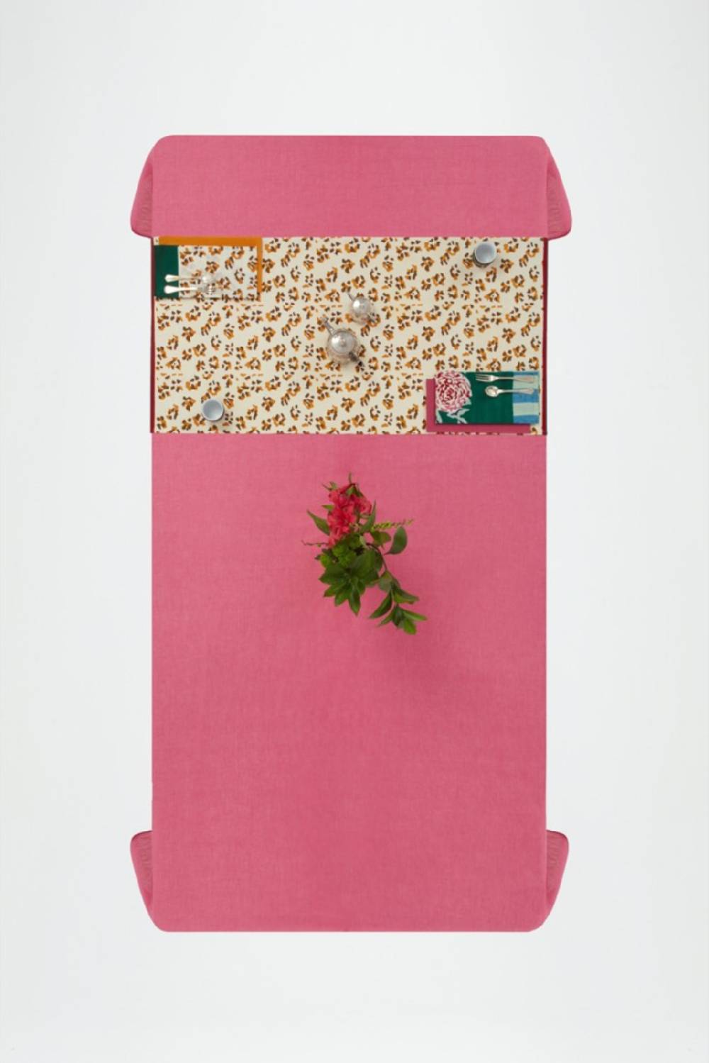 Lisa Corti Tovaglietta Doppia Cotone 50x150cm Leopard Stripes Green