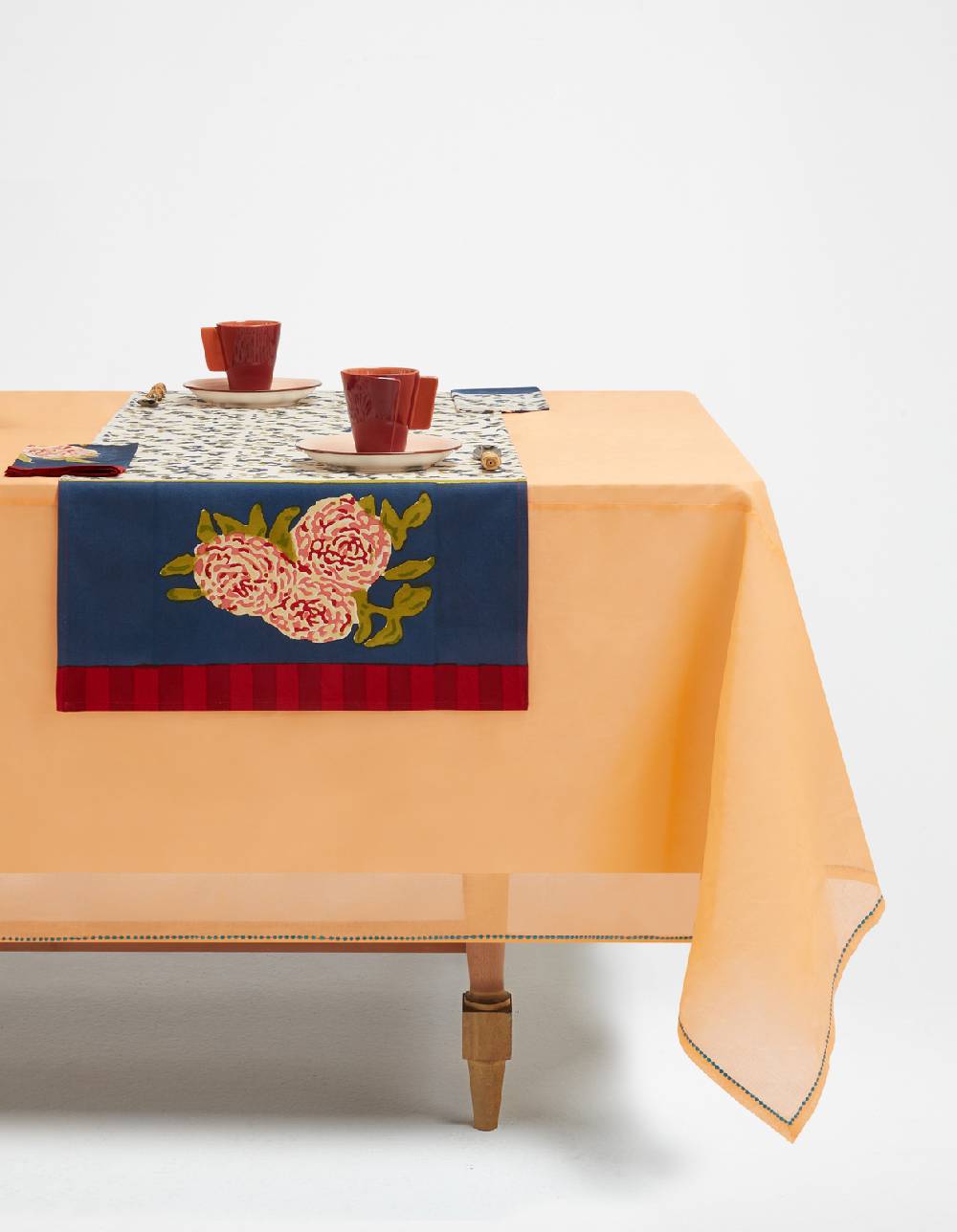 Lisa Corti Tovaglietta Doppia Cotone 50x150cm Leopard Stripes Dark Blue