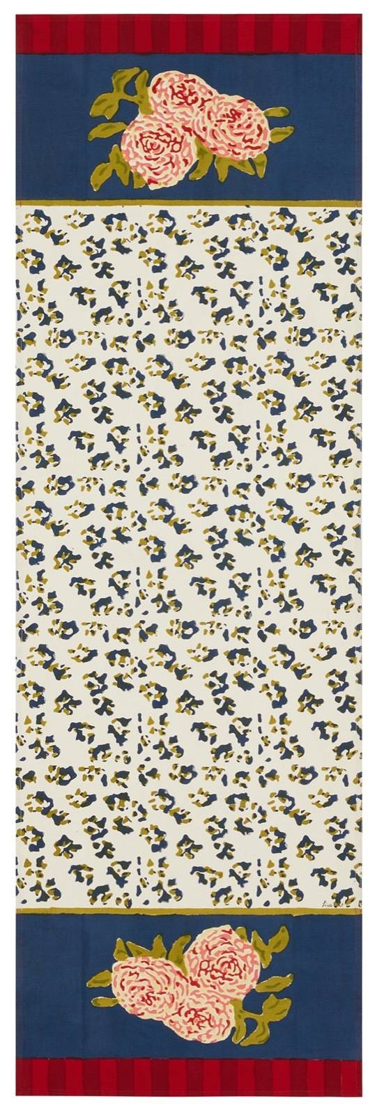 Lisa Corti tovaglietta doppia cotone 50x150cm leopard stripes dark blue