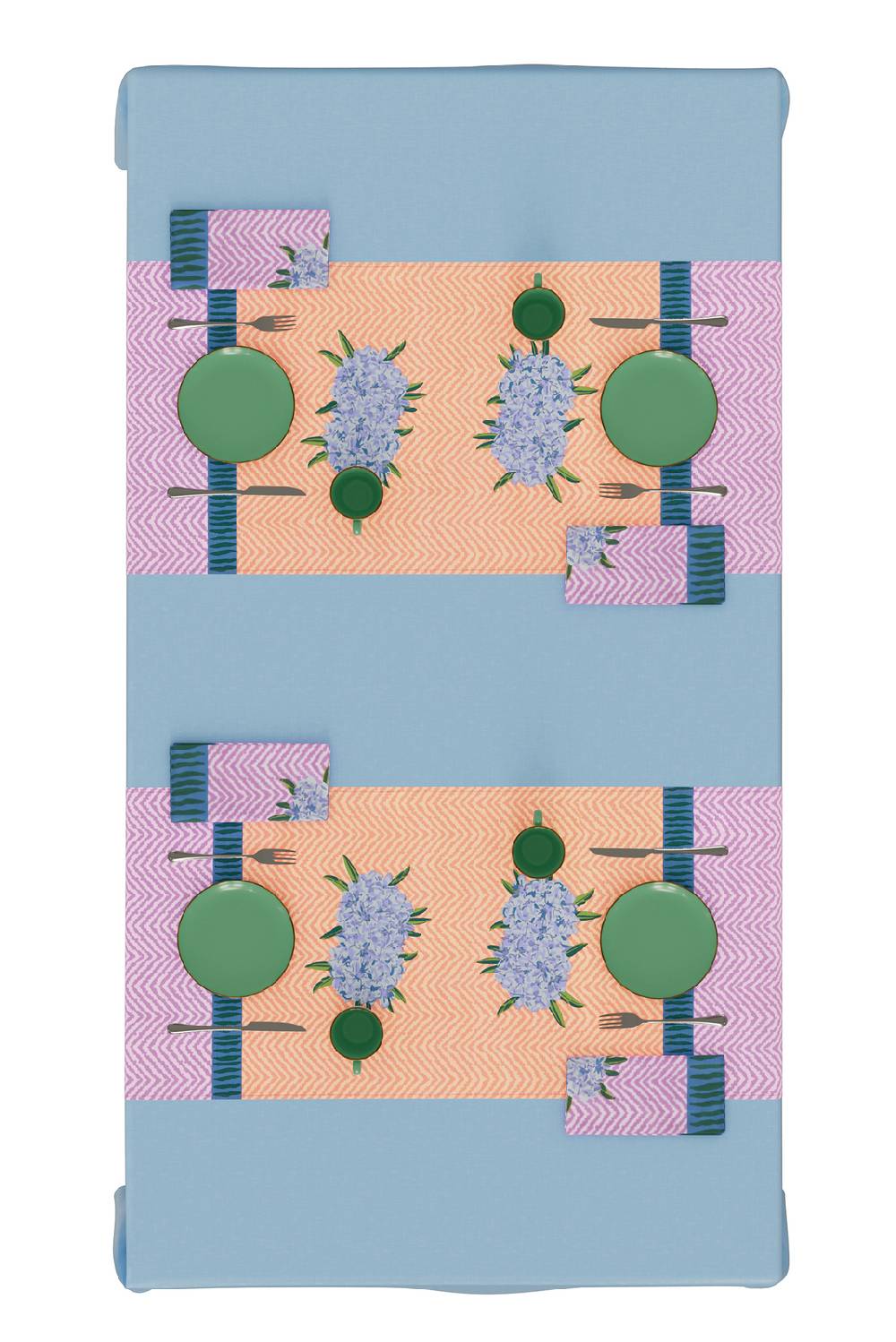 Lisa Corti Tovaglietta Doppia Cotone 50x150cm Oleander Lilac