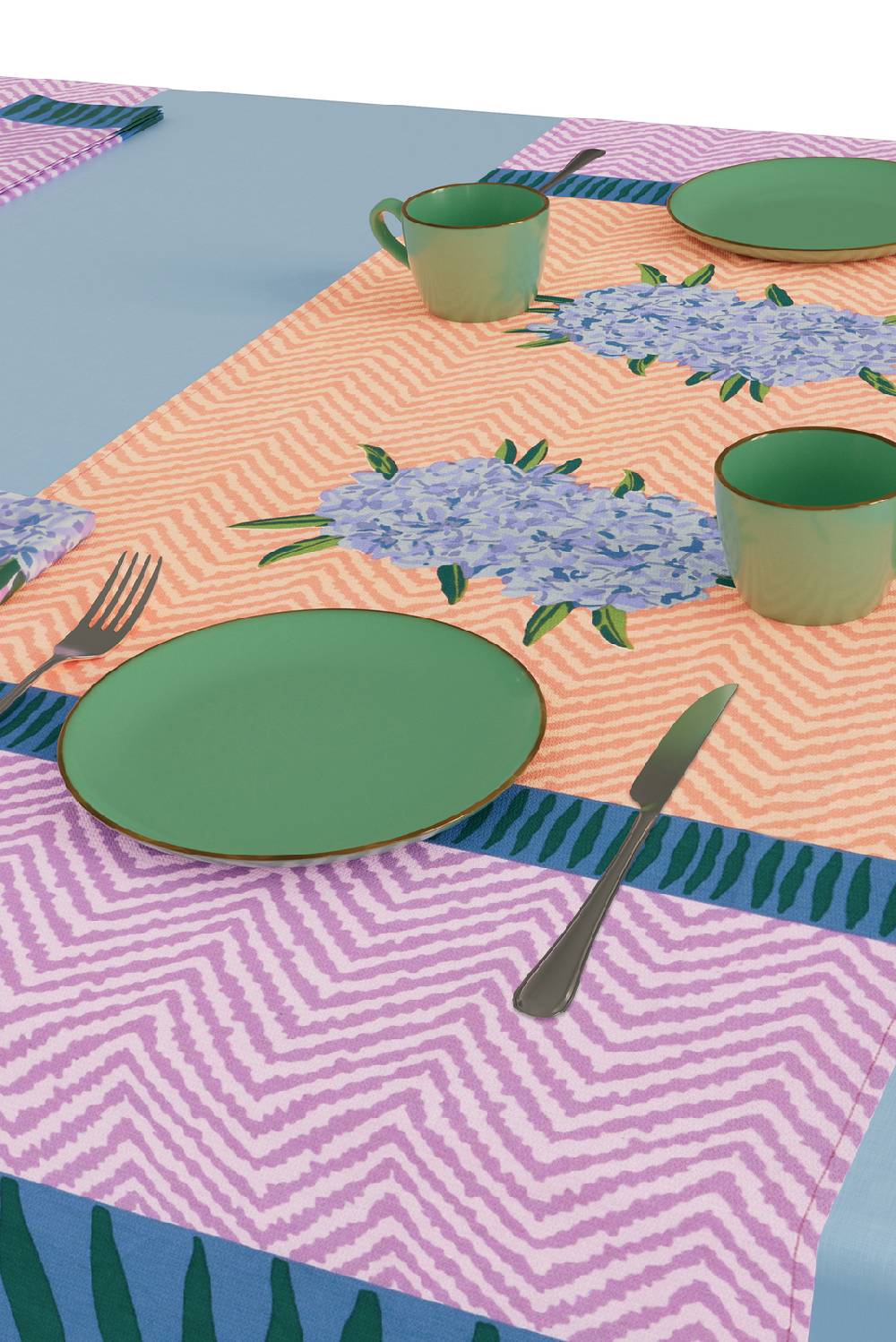 Lisa Corti Tovaglietta Doppia Cotone 50x150cm Oleander Lilac