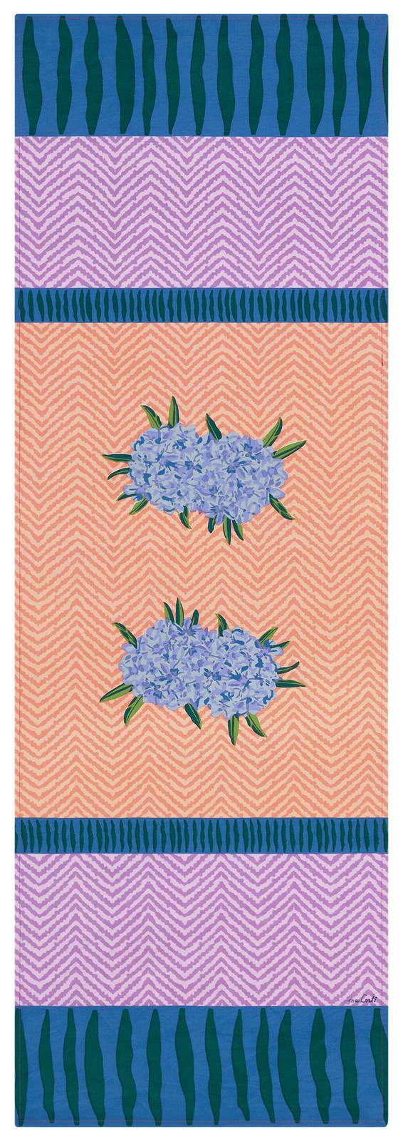 Lisa Corti tovaglietta doppia cotone 50x150cm oleander lilac