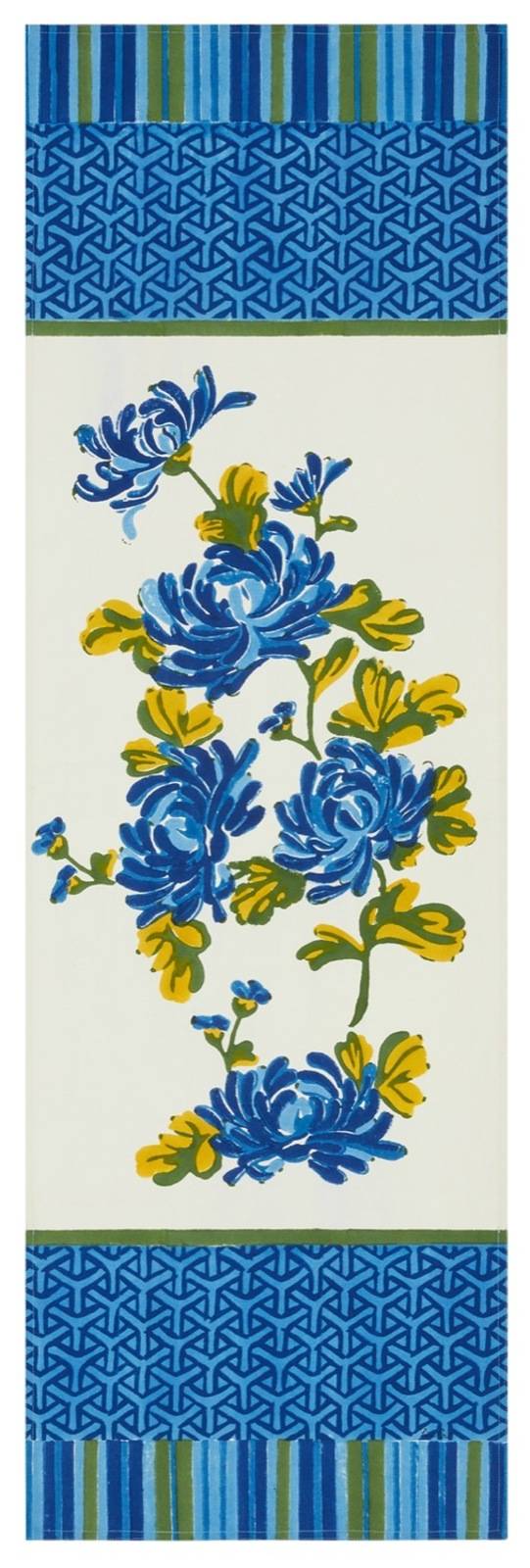 Lisa Corti tovaglietta doppia cotone 50x150cm vienna blue cream