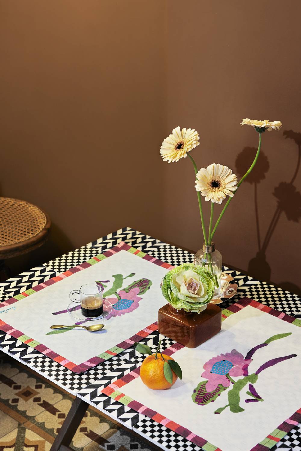 Lisa Corti Tovaglietta Lino 35x48cm Japanese White Red