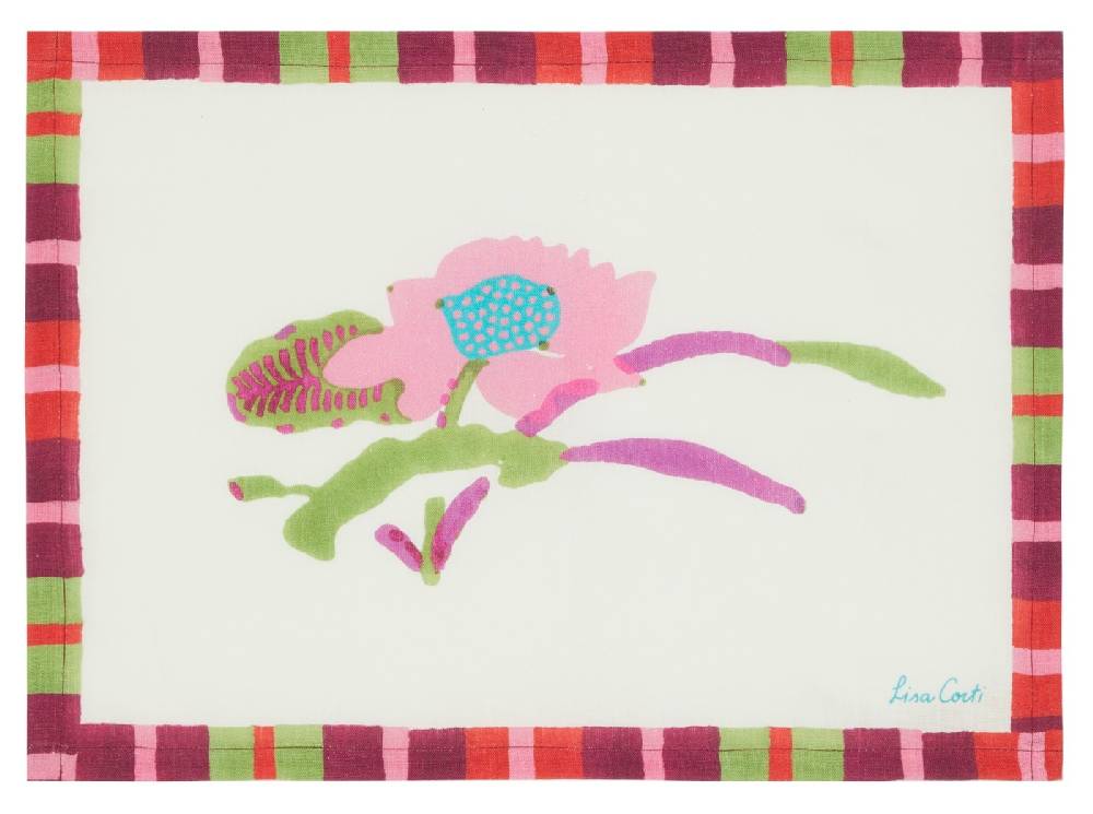 Lisa Corti tovaglietta lino 35x48cm japanese white red