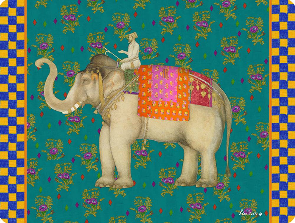 Lisa Corti tovaglietta rigida 30x40cm elephant peacock
