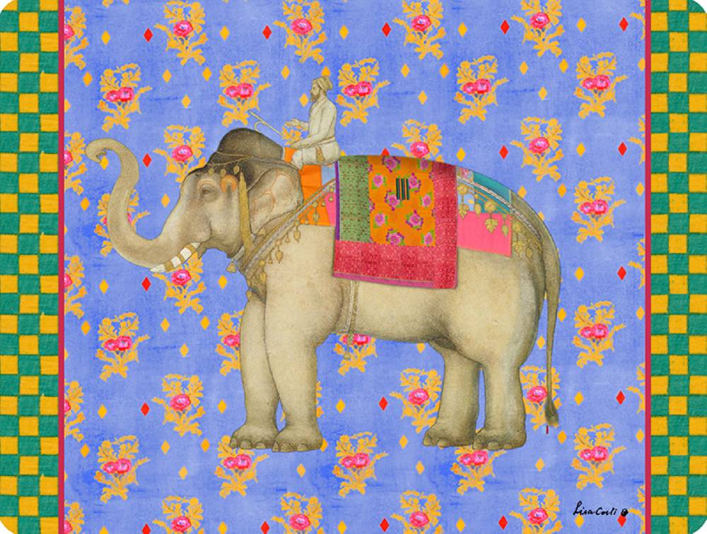 Lisa Corti tovaglietta rigida 30x40cm elephant pervinch