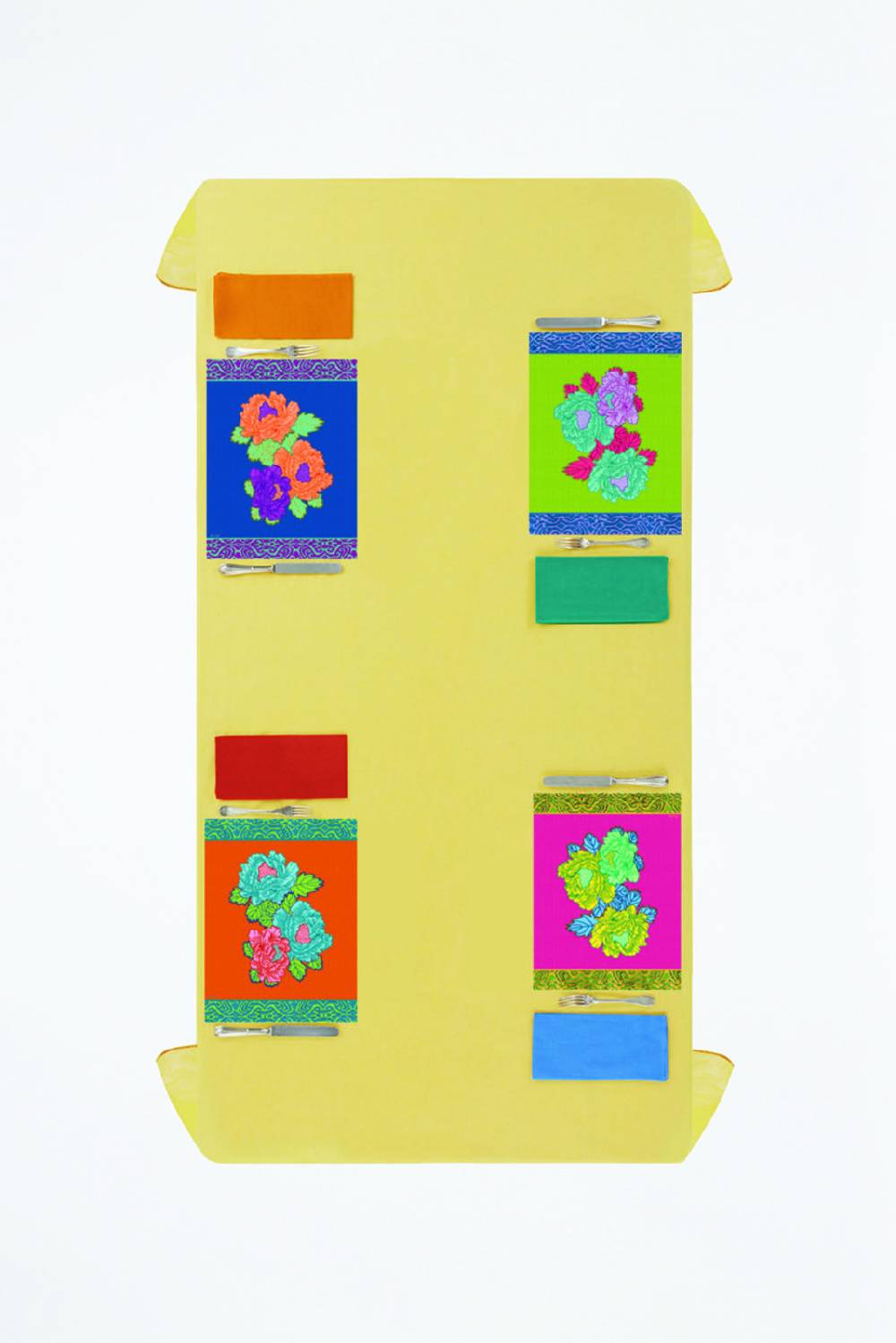 Lisa Corti Tovaglietta Rigida 30x40cm Kauai Peony Acid Green