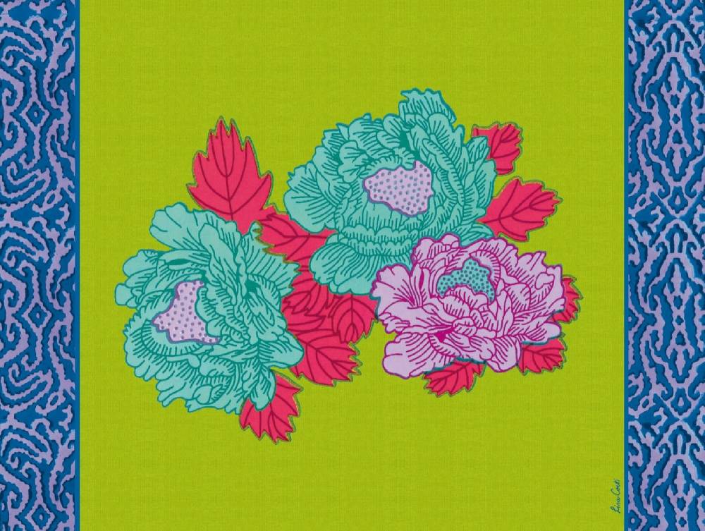Lisa Corti tovaglietta rigida 30x40cm kauai peony acid green