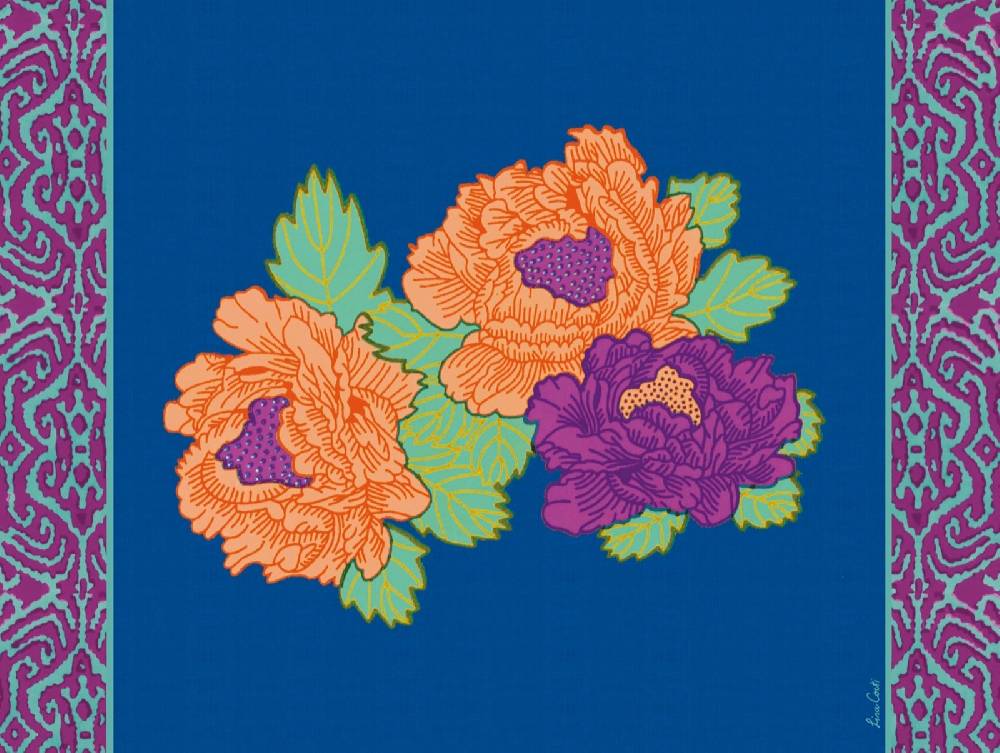 Lisa Corti tovaglietta rigida 30x40cm kauai peony blue