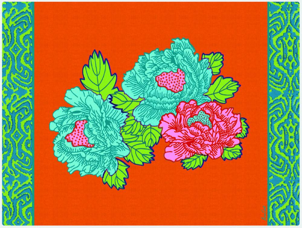 Lisa Corti tovaglietta rigida 30x40cm kauai peony orange