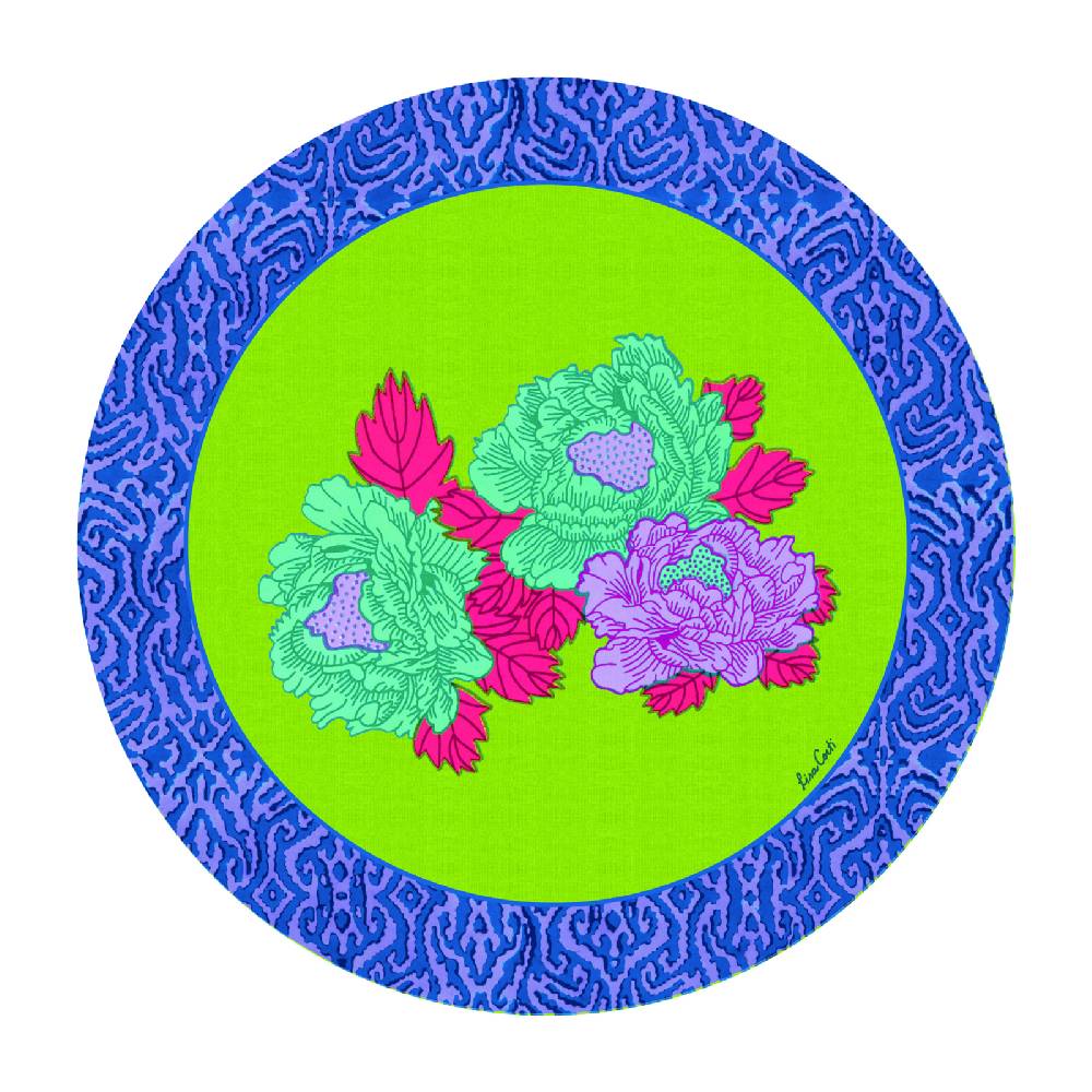 Lisa Corti tovaglietta rigida 34cm kauai peony acid green