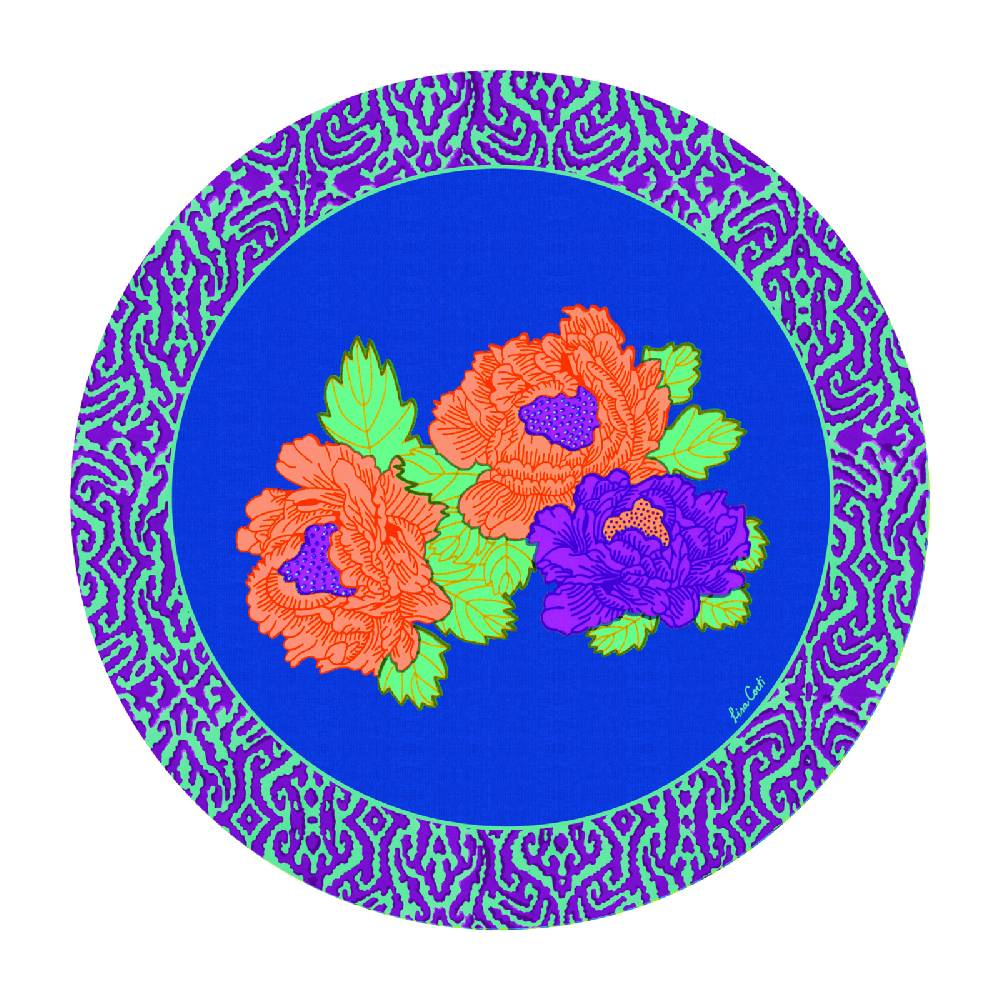 Lisa Corti tovaglietta rigida 34cm kauai peony blue