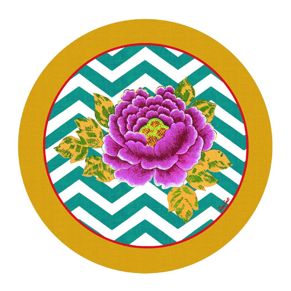 Lisa Corti tovaglietta rigida 34cm lisa corti x la minervetta glory zig zag peacock