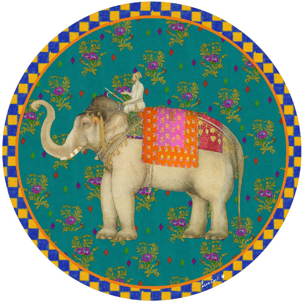 Lisa Corti tovaglietta rigida 39cm elephant peacock