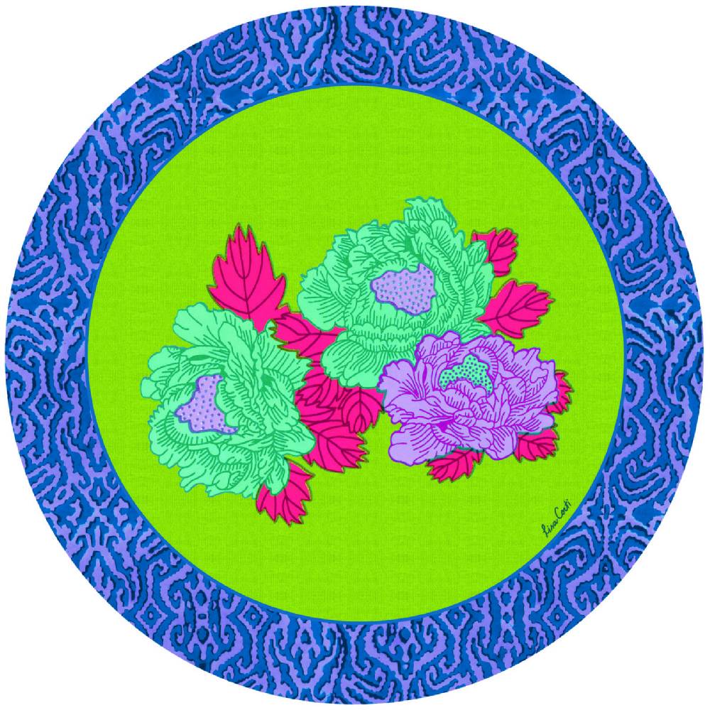 Lisa Corti tovaglietta rigida 39cm kauai peony acid green
