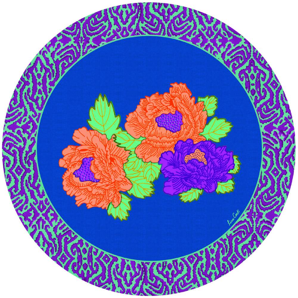 Lisa Corti tovaglietta rigida 39cm kauai peony blue