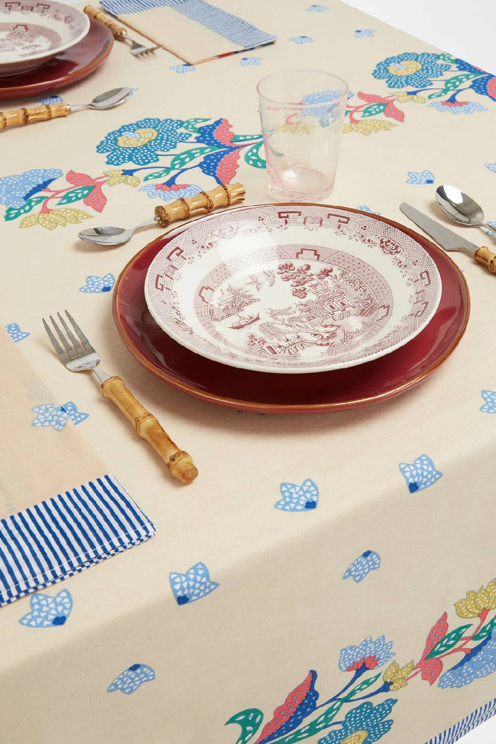 Lisa Corti Tovagliolo Cotone 50x50cm Cutter Brooks X Lisa Corti Indonesian Natural Cold Butterfly